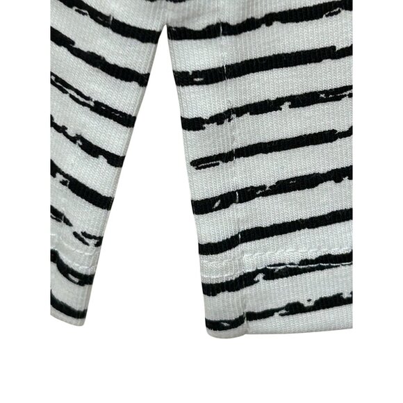 E.L.I Tunic Top XL Black White Stripes Long Sleeve V-Neck Buttons Arms Slits - Picture 11 of 15